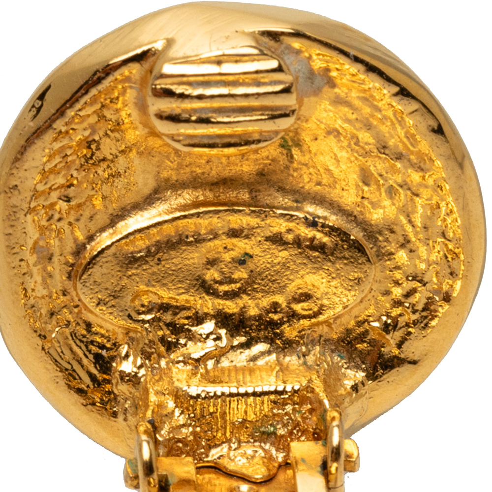 Pre-Loved Chanel Gold Plated 31 Rue Cambon Round Clip On Earrings - Picture 3 of 3
